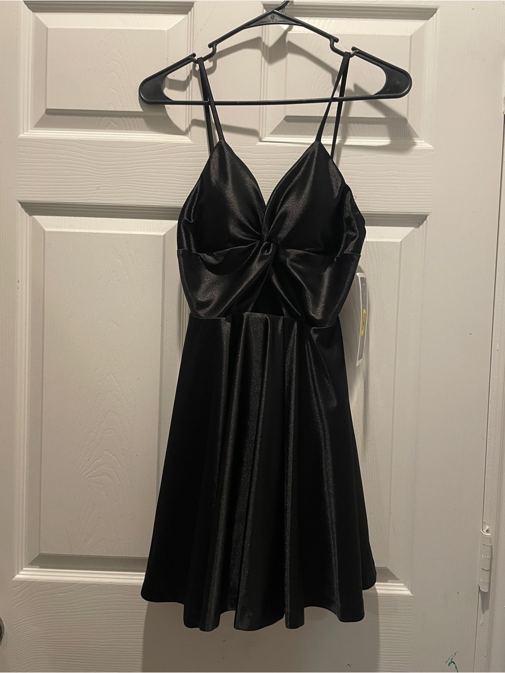 Black Mini dress  Knot-Front Spaghetti Strap Dress